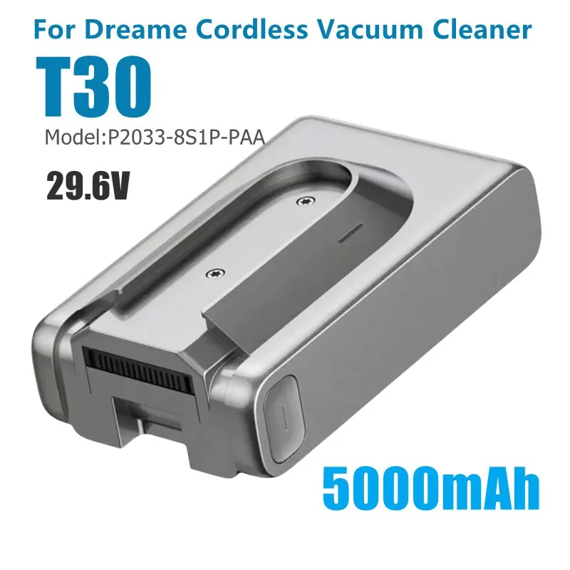 for Dreame T30 Cordless Vacuum Cleaner Rechargeable Removable Cordless Extra Battery 29.6V 5000mAh Replacement Battery