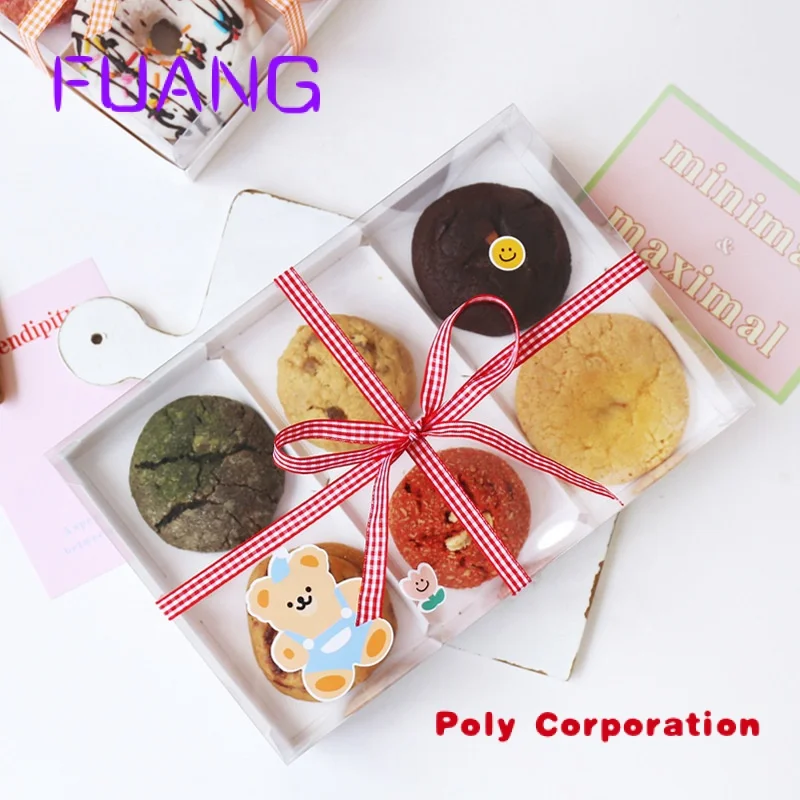 Custom  XJH Rectangular Pastry Clear Acetate Transparent Donuts Pastry Baking Packaging Box Food Packaging Cake Dessert Box