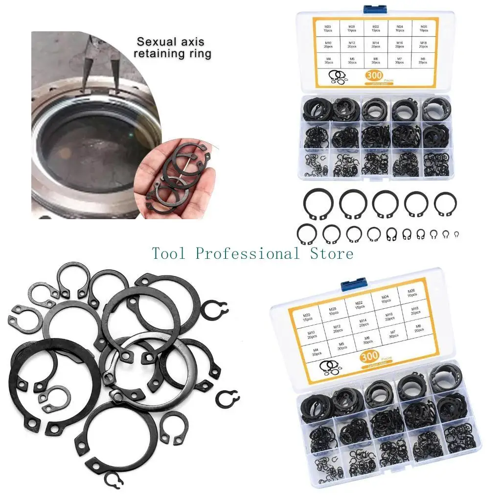 

57QF 300pcs 4mm to 28 Clip Variety set Precisions Engineered Rings Clip Selection set for Broad Application Use