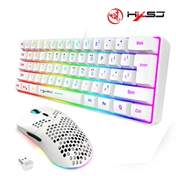 Hot sale 60% mini portable gaming keyboard and mouse combos wired keyboard ergonomic RGB backlit wireless mouse for laptop game