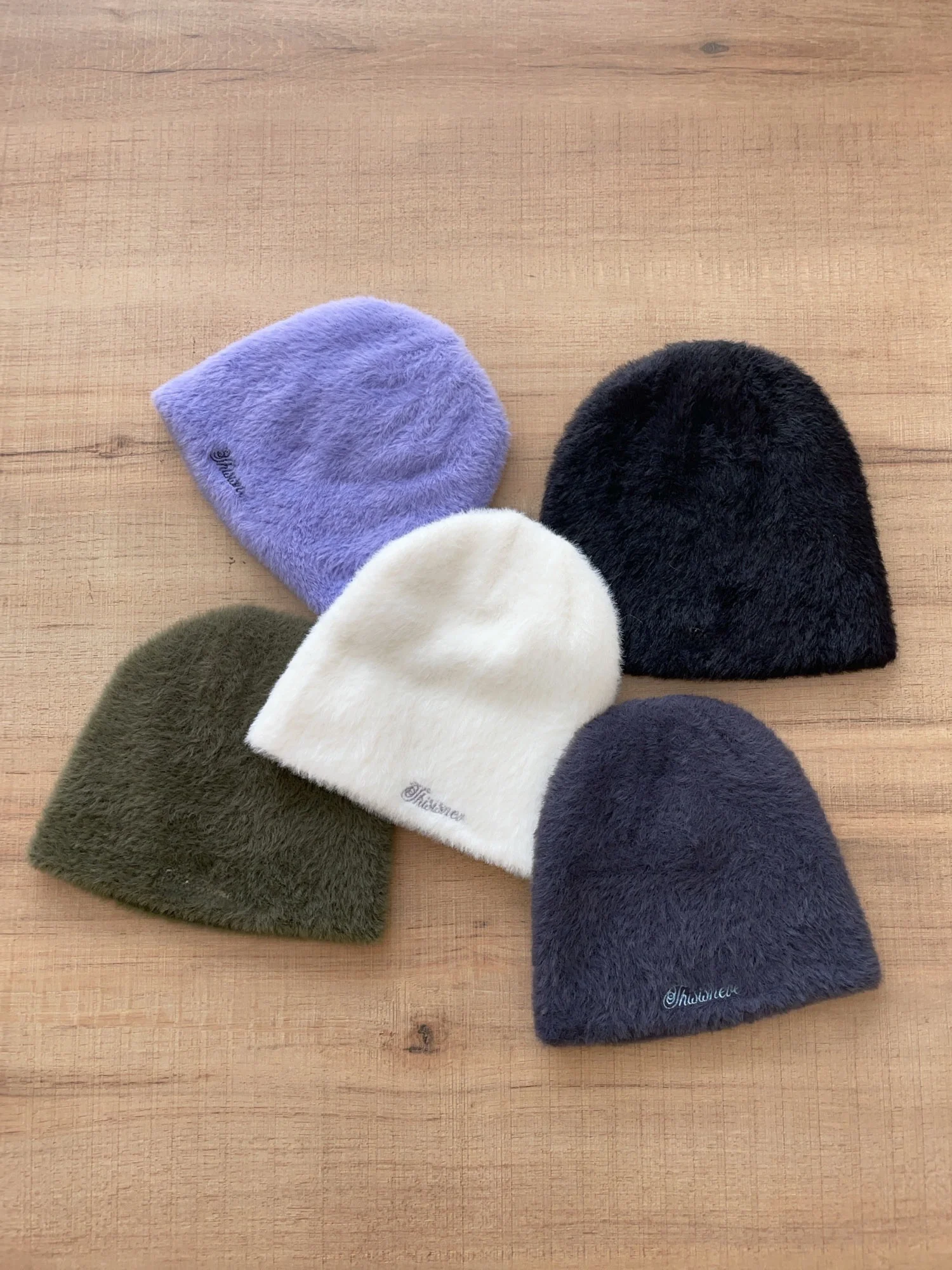 

Norxiao True Brand Furry Embroidered Hat Five Colors Knitted Cap Women's Spring Autumn Winter Travel No Brim round Top