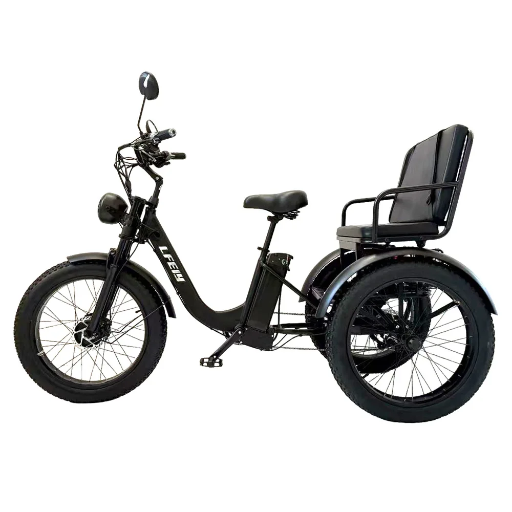 Powerful Electric Assist Tricycle 24 Fat Tire Three Wheel Bicycle Stable Comfortable Cargo Cruiser Trike