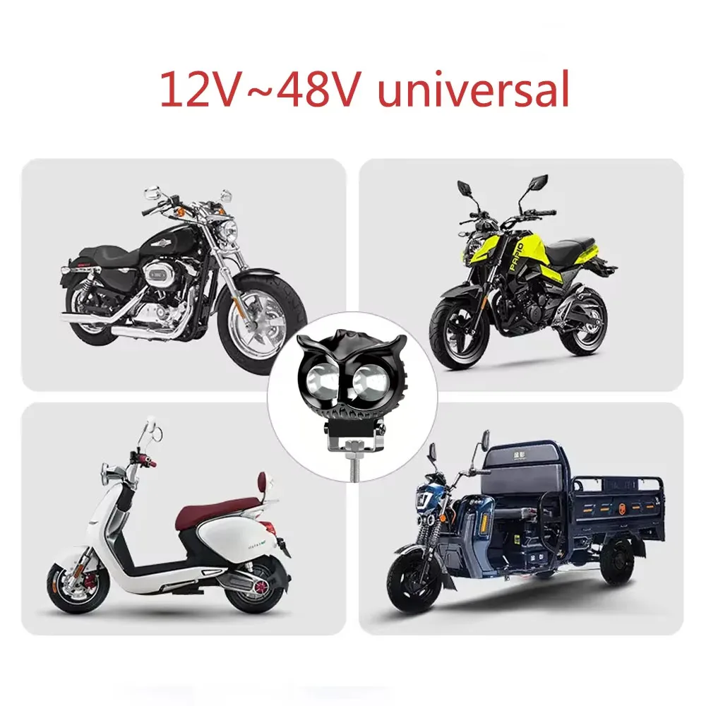 1PC LED motorcycle light binocular owl dual color small steel cannon electric light modification LED light