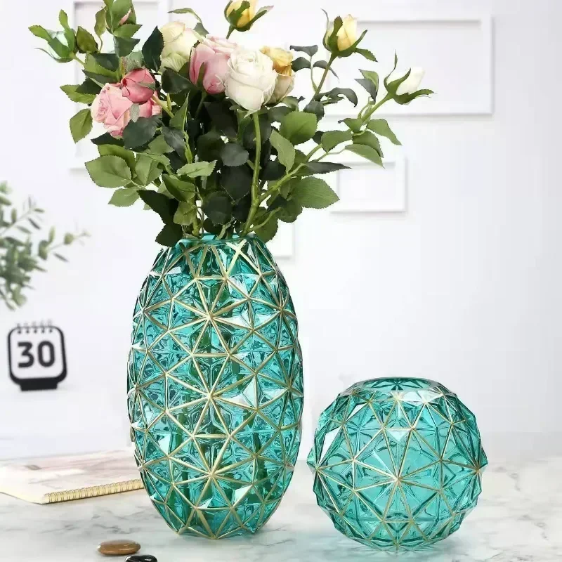 

Light Luxury Nordic Glass Vase Living Room Decoration Flowers Arrangement Creative Flower Vase Home Decoration Accessories
