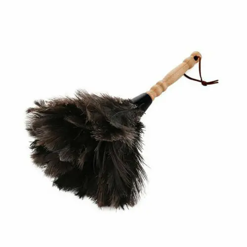 Natural Ostrich Feather Duster Brush Wood Handle Home Cleaning Brush