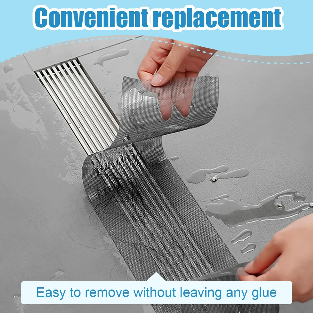 Pegatinas de drenaje de suelo de 5/10 metros, filtro de pelo antibloqueo para fregadero, tapón de drenaje de ducha de bañera desechable, cubierta de red, Topper de fregadero