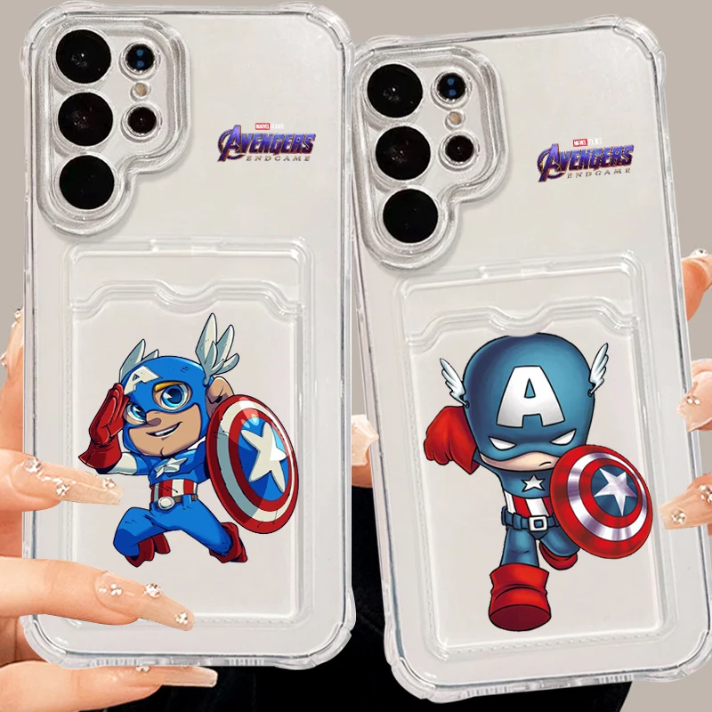 Marvel Steve Rogers Art For Samsung A73 A72 A54 A71 A52 A53 A32 A22 A14 A13 A23 5G Photo Card Bag Transparent Cover Phone Case