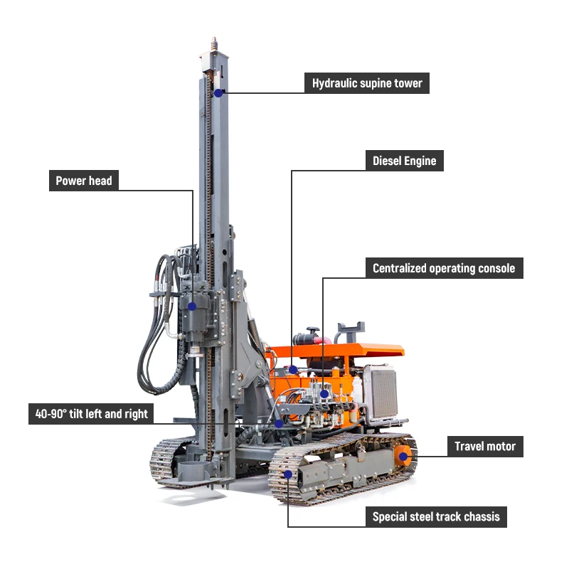 Mini Solar Pile Driver Crawler Hydraulic Ramming Machine For Photovoltaic Foundation C Steel Post Piling Equipment Rig