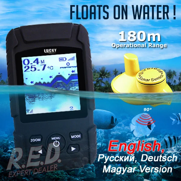 

FF-718Li-W LUCKY Rechargeable Wireless Fish Finder Waterproof Fishfinder Monitor Sonar Sensor Fish Depth Alarm