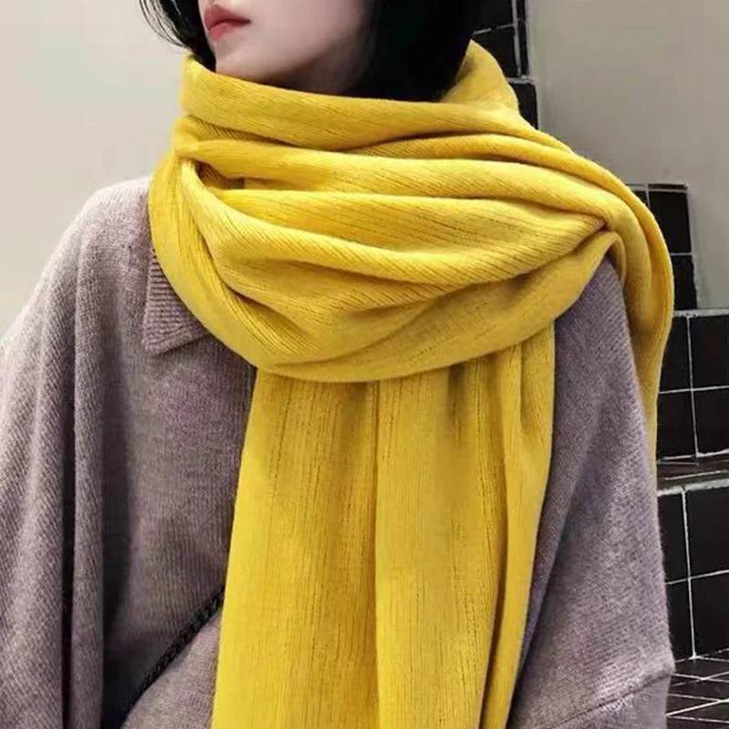 Herfst en winter meisjes zachte nek en heren effen kleur veelzijdige sjaal tweeërlei gebruik lange Koreaanse versie imitatie kasjmier warme sjaal