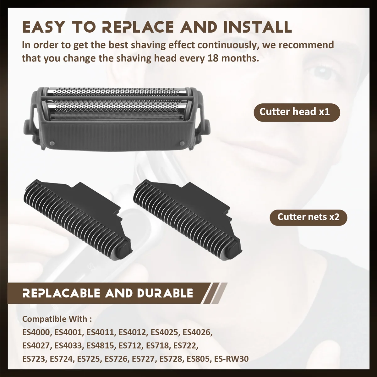 Eco-friendly Shaver Replacement Foil Screen +Blade Head for Panasonic ES4820 ES4823 ES4826 ES4853 ES4501ES4035 ES-RW30 ES9859 Ra