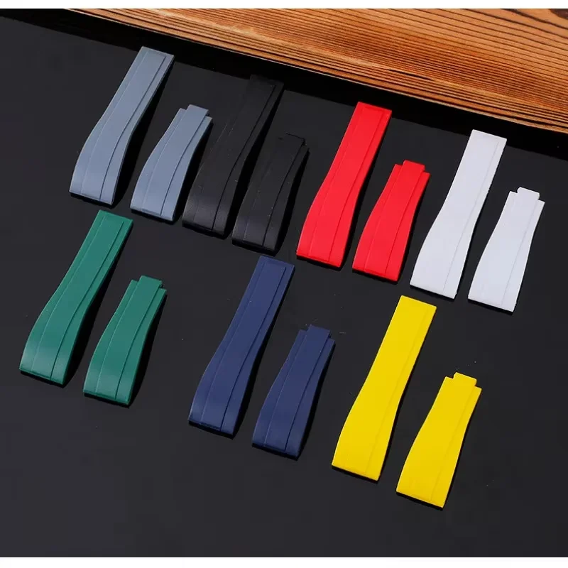 20mm seamless connection curved end link with soft rubber strap set watchband sub Rolex GMT stainless fold buckle