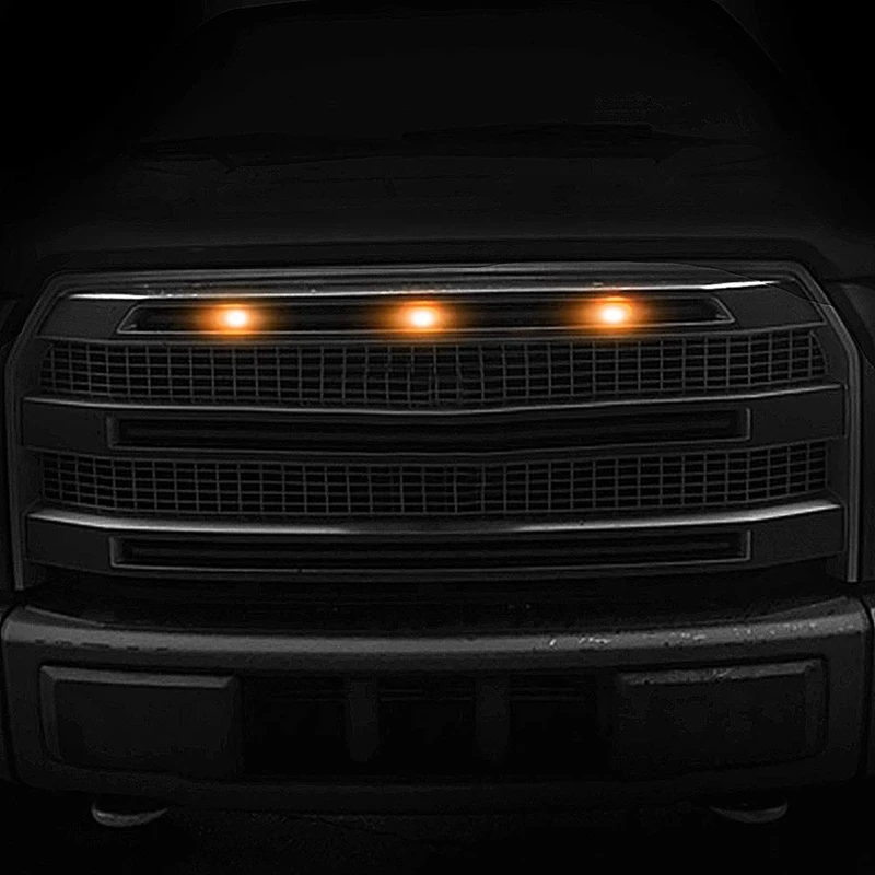 15 Pcs External Amber LED Lights Decoration, Led Front Grille Lights For 2004-2019 Ford F150 Raptor F250