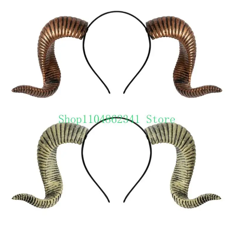 

5asd Detachable Goat Horn Hairband For Halloween Costume Roleplay Event Punk Themed Party Dressingup Headpiece for Adult