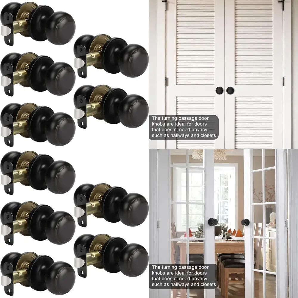 

Набор из 5 матовых черных дверных ручек для прохода в прихожей и шкафу