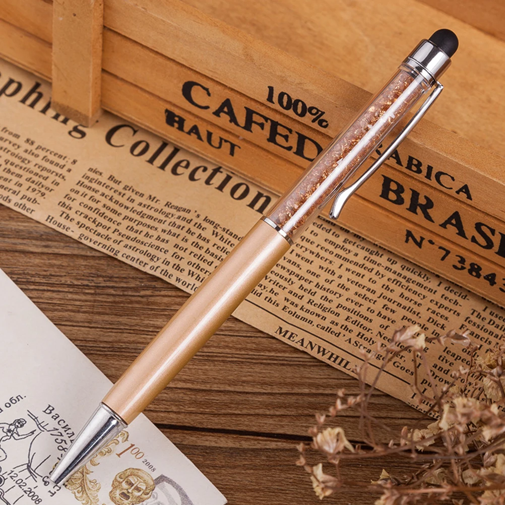 

6pcs Capacitive Stylus Pen Screen Golden Diamond Retractable Ballpoint Pens Office School Gifts