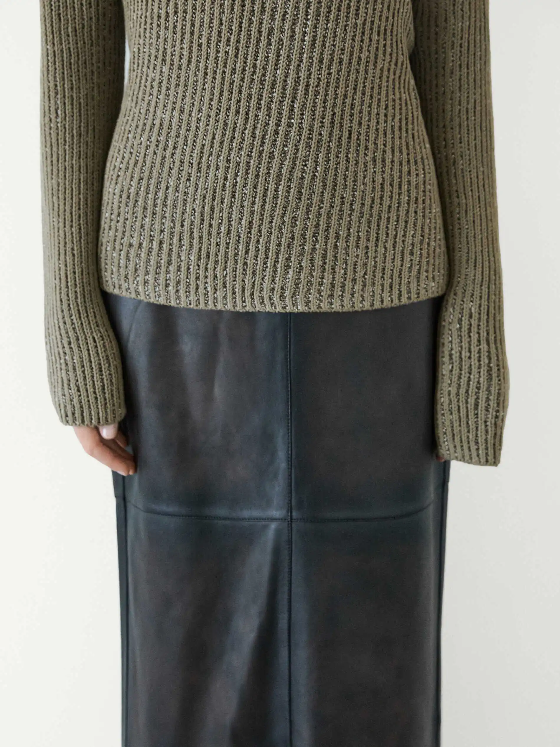 Ethereal MD 2025 massidutti autumn new style of Women's casual fashion slouchy green crewneck sweater