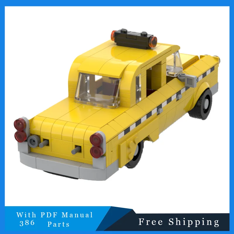386 قطعة MOC الأفلام الشهيرة ريترو كول تاكسي نموذج الإبداعية اللبنات مجموعات مركبة الطوب الأطفال للبنين هدايا عيد الميلاد