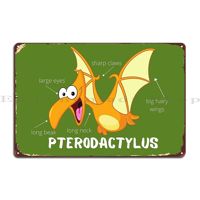 Cartoon Pterodactyl Dinosaur Metal Sign Wall Mural Club Cinema Home Customized Tin Sign Poster