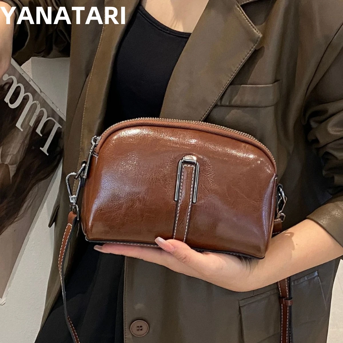 

YANATARI mini small genuine leather vintage bag Crossbody Bag luxury mobile phone shoulder bag women mobile bag for women