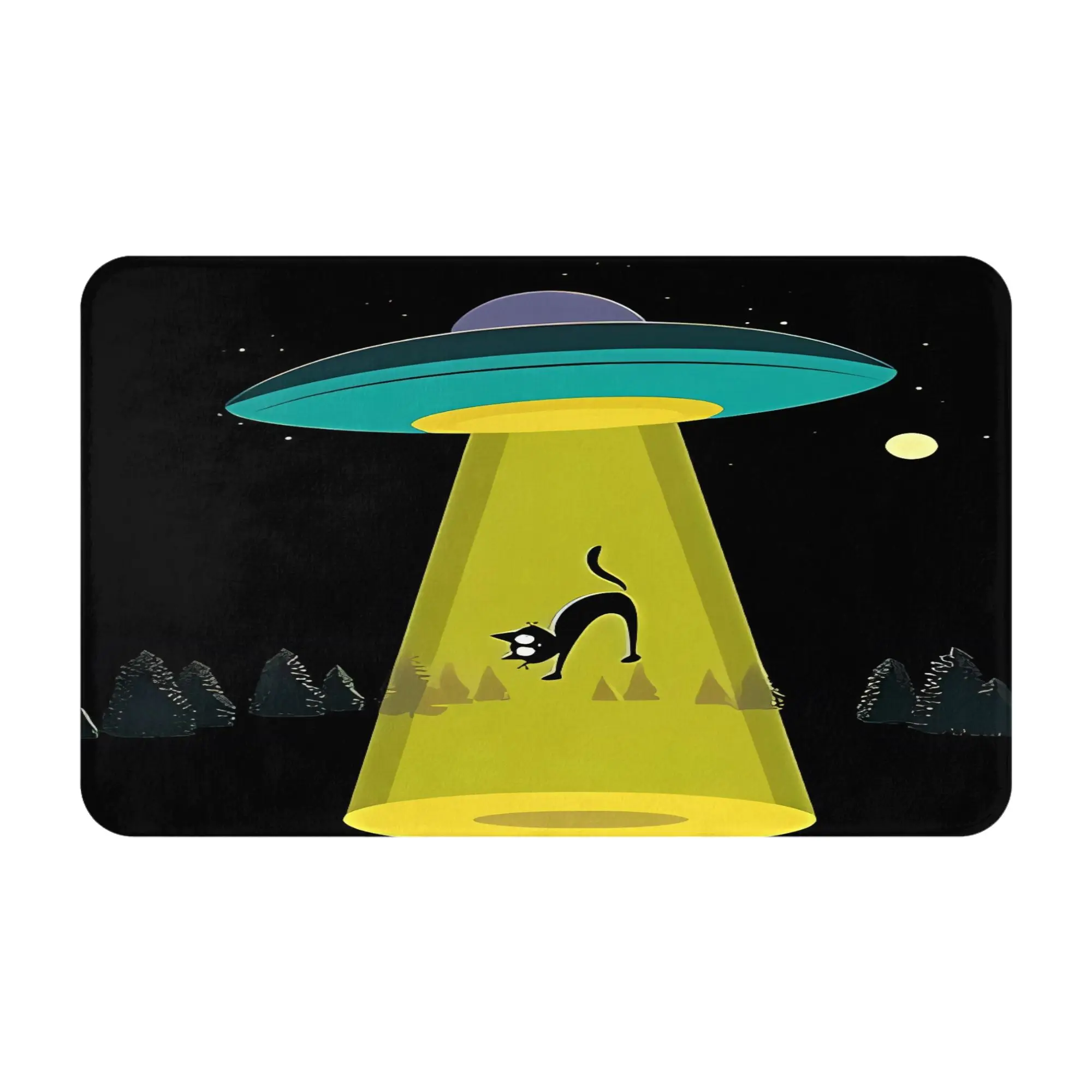 Draw In To Space Ship Anti-Slip Mat Bathroom Cat UFO Entrance Doormat Home Decor