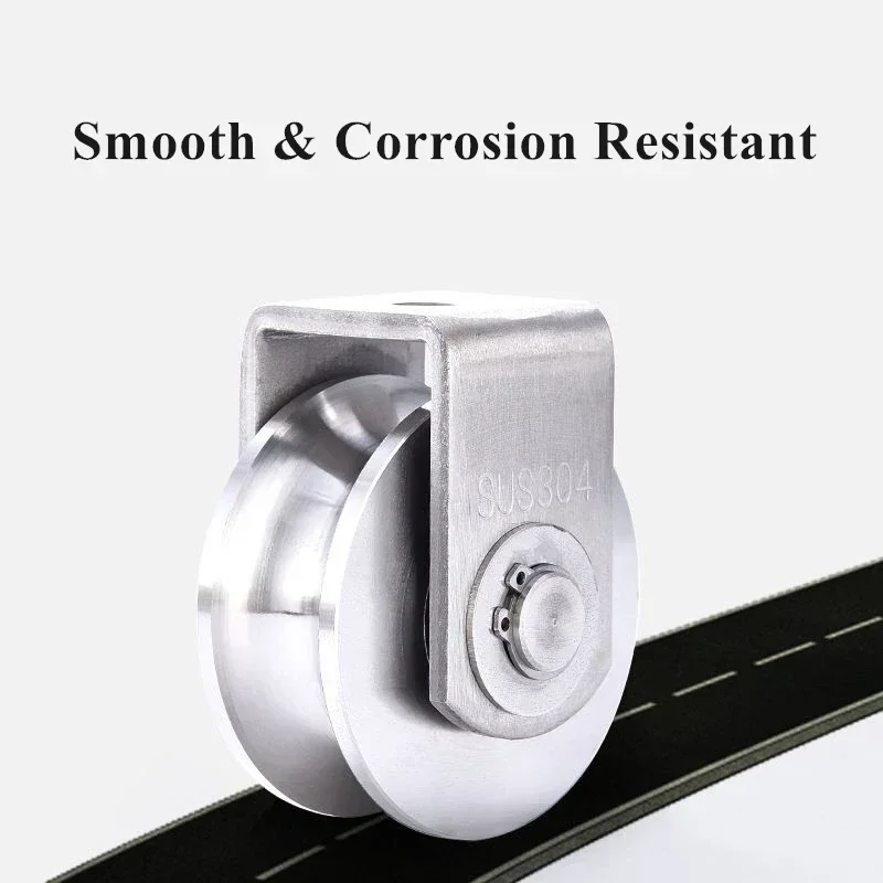 2 Inch V Type Pulley Roller 304 Stainless Steel Sliding Gate Roller Wheel Bearing for Material Handling and Moving Hardware