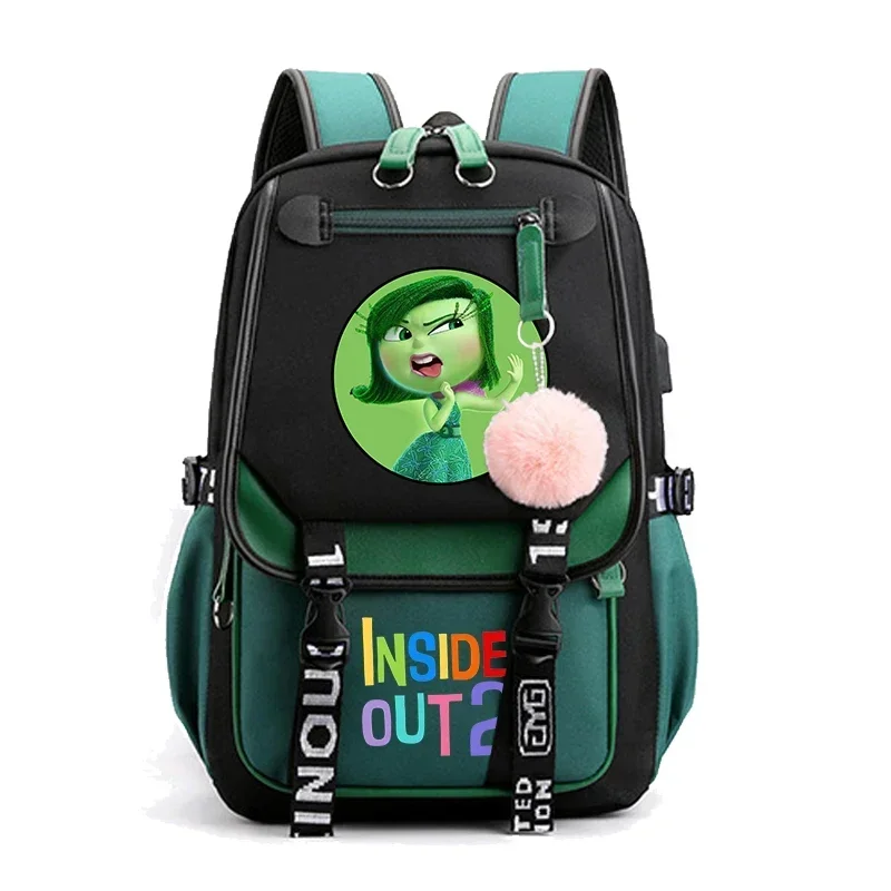 Inside Out 2 Backpacks with Usb Charging Port Joy Sadness Disgust Anxiety Teenage Girl School Bag Disney Large Capacity Rucksack