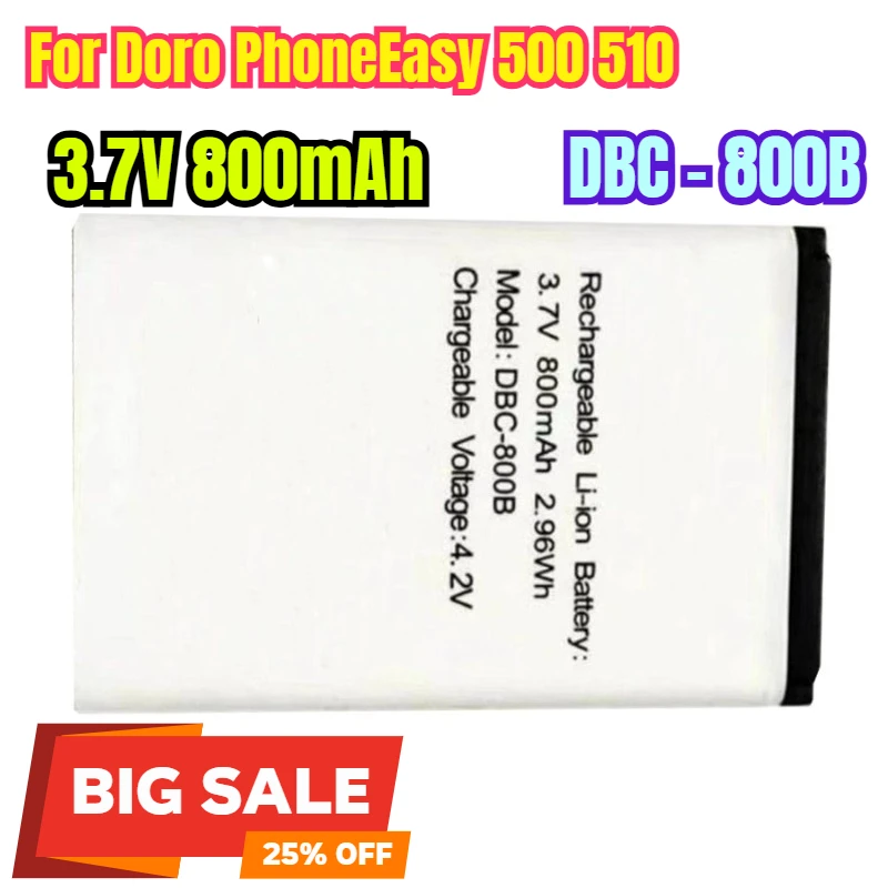 

3.7V 800mAh Mobile Phone Batteries DBC - 800A DBC - 800B for Doro PhoneEasy 500 510