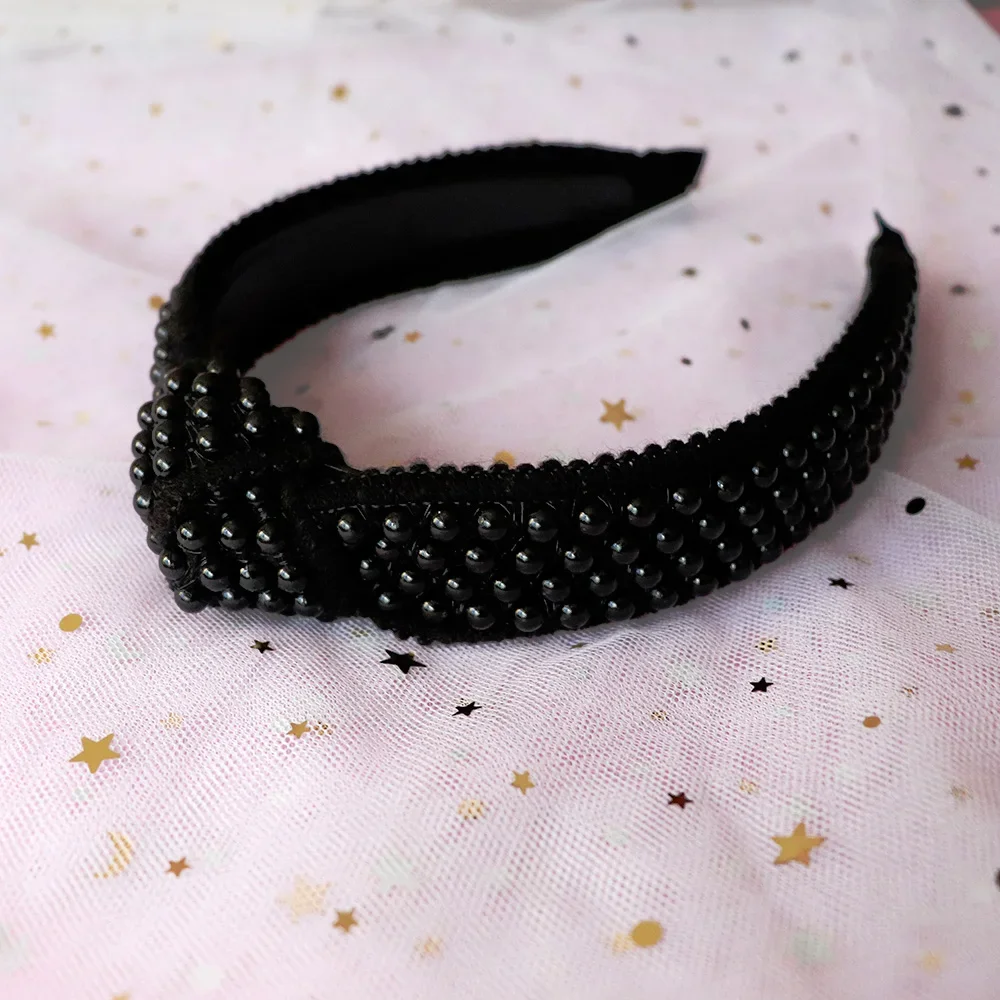 Vintage Oversized  Full Pearl Headband for Women Bridal Crown Party Vocation Hairbands Headwear Fashion Turban Tiara Accessories