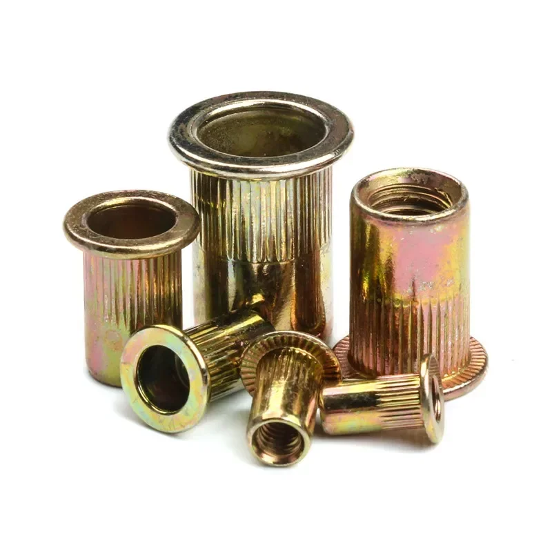 10/20pcs M3 M4 M5 M6 M8 M10 Brass Flat Head Carbon Steel Rivet Nuts Threaded Rivet Insert Nutsert Cap