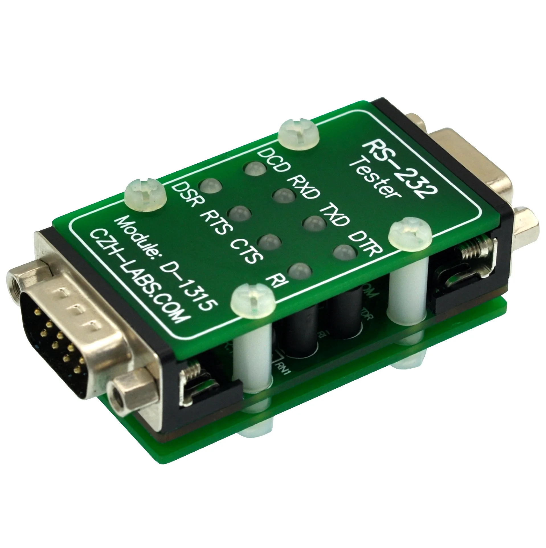 CZH-LABS RS232 LED Link Tester Module, DB9 Male to DB9 Female.