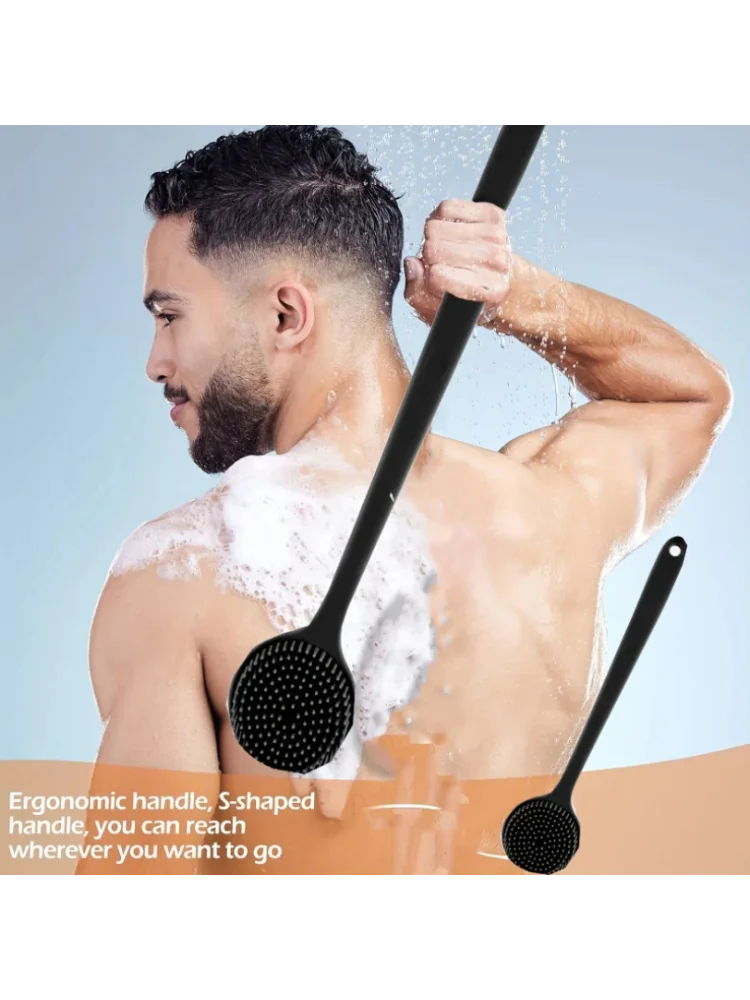 Brosse de bain en Silicone à Long manche, Double face, étendue, brosse de Massage, épurateur de dos pour hommes et femmes