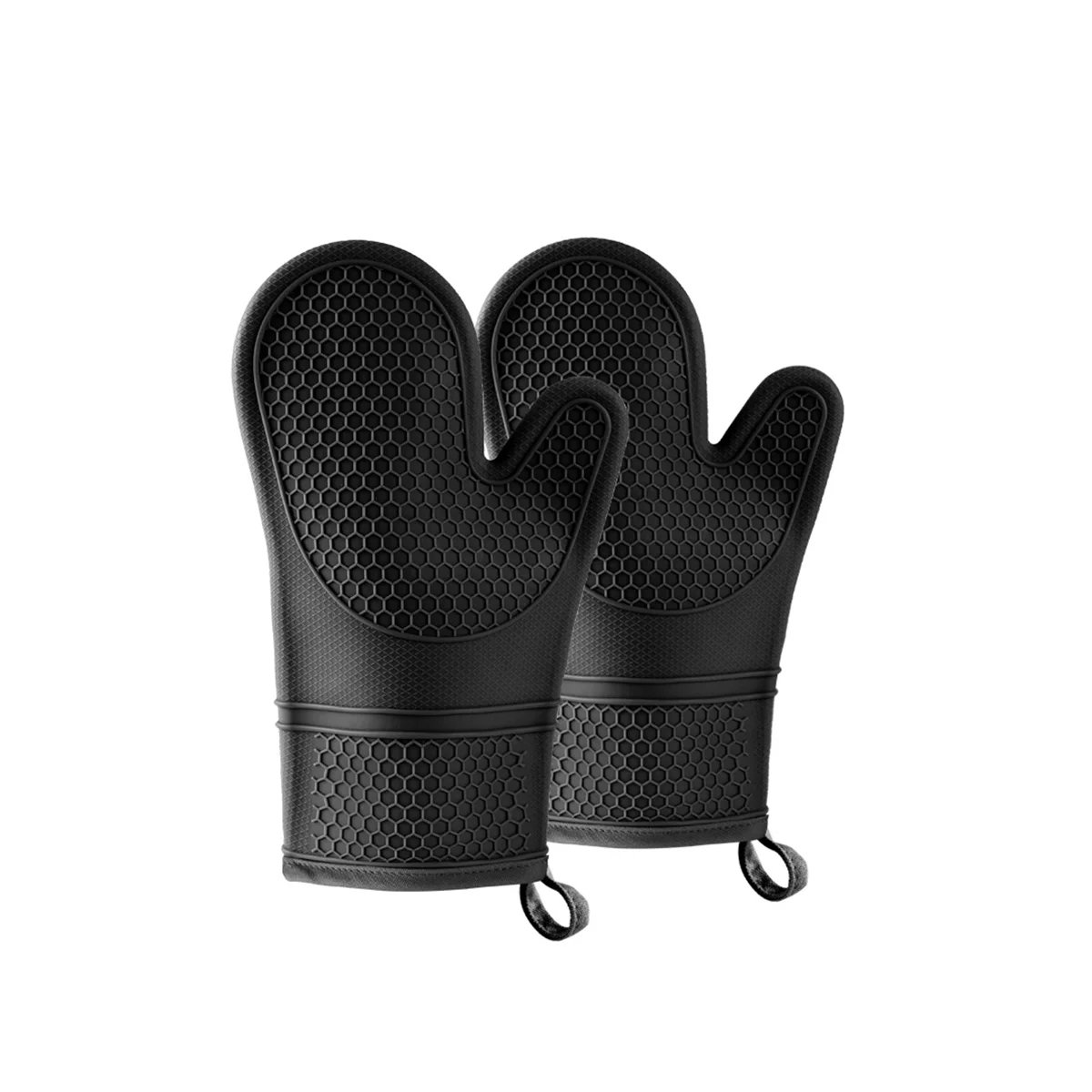 

Silicone Oven Mitts - Jet Black Oven Mitts Heat Resistant Soft Lining Silicone Oven Gloves - Oven Mits Set Black