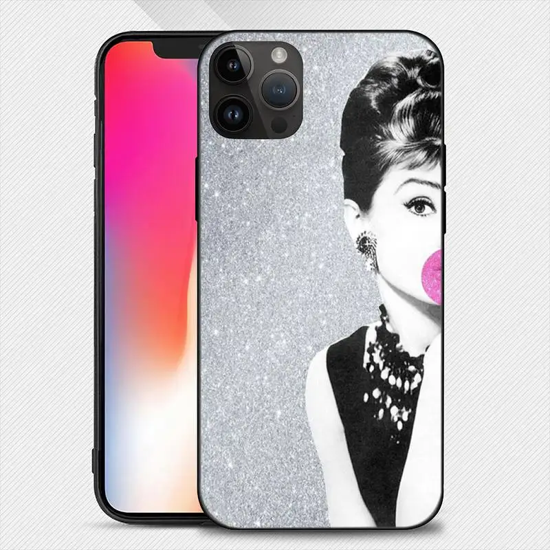 Famous Elegant Audrey Hepburn Phone Case For iphone15 14 13 12 11 Pro Max Mini X 7 8 Soft Case