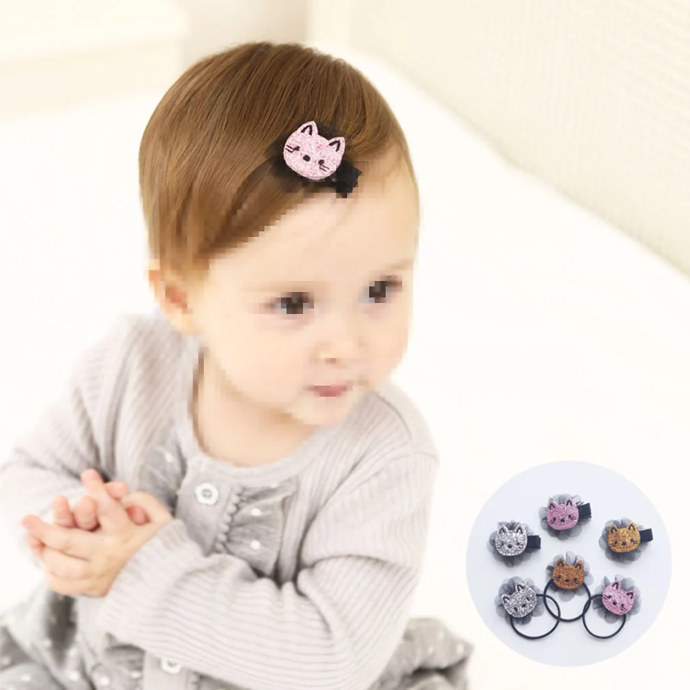 

6 pcs Petal Kitten Hair Clips Sequins Accessories Ultra Safe Cat Design Suitable All Ages Toddler Baby Bangs Ponytail Gifts
