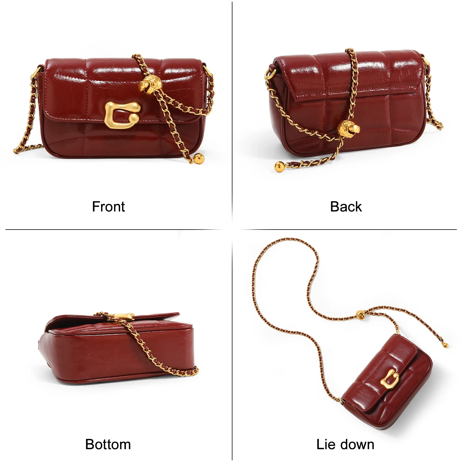 ITAMOOD Chain Bag Genuine Leather Crossbody Luxury Brand Shoulder Bag Luxury Designers Quilted Square Handbag Women Handbags - Image 2