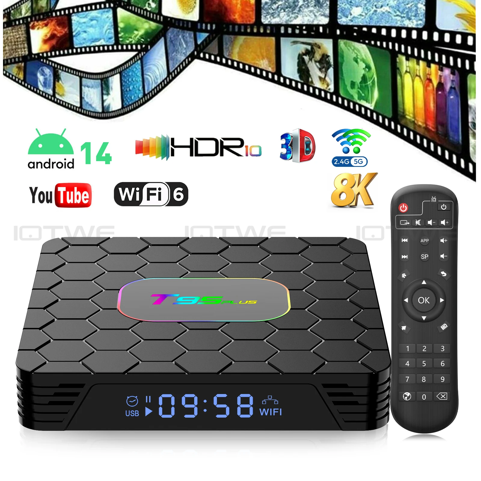 T95 PLUS Smart TV Box Android 14 Set-Top-Box RK3528 Quad Core 8K WIFI6 BT5.0 Google Voice Streaming Media Player Set-Top-Box