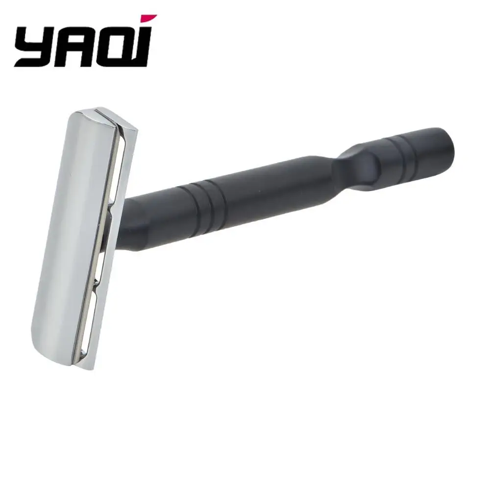 YAQI Beard Shaver Chrome And Black Color Aluminum Handle Light Weight AC Blade Excalibur Single-edged Mens Shaving Safety Razor