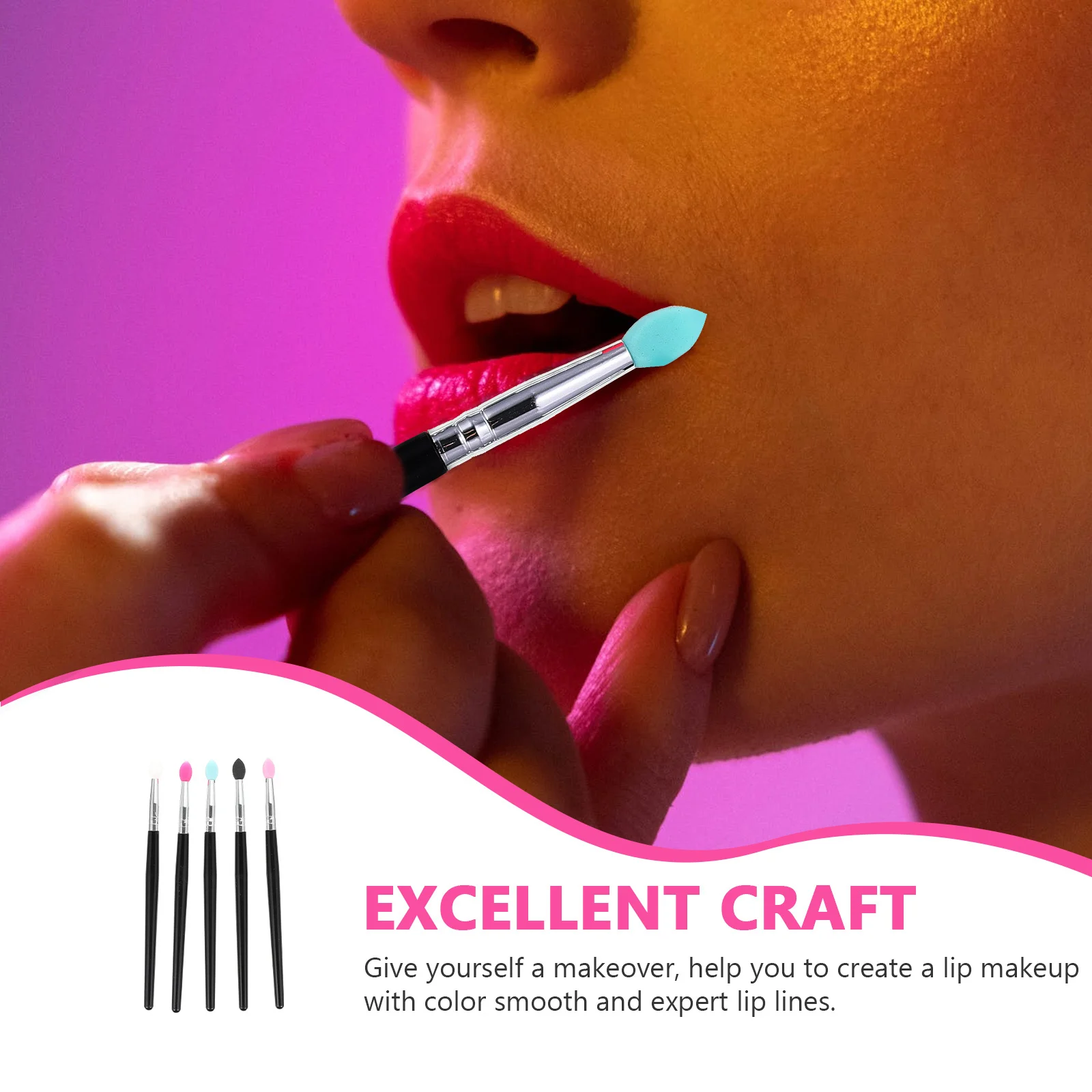 5 pezzi pennello per ombretto accessorio per trucco labbra in silicone applicatore multiuso per cosmetici pennello per ombretto strumento per trucco