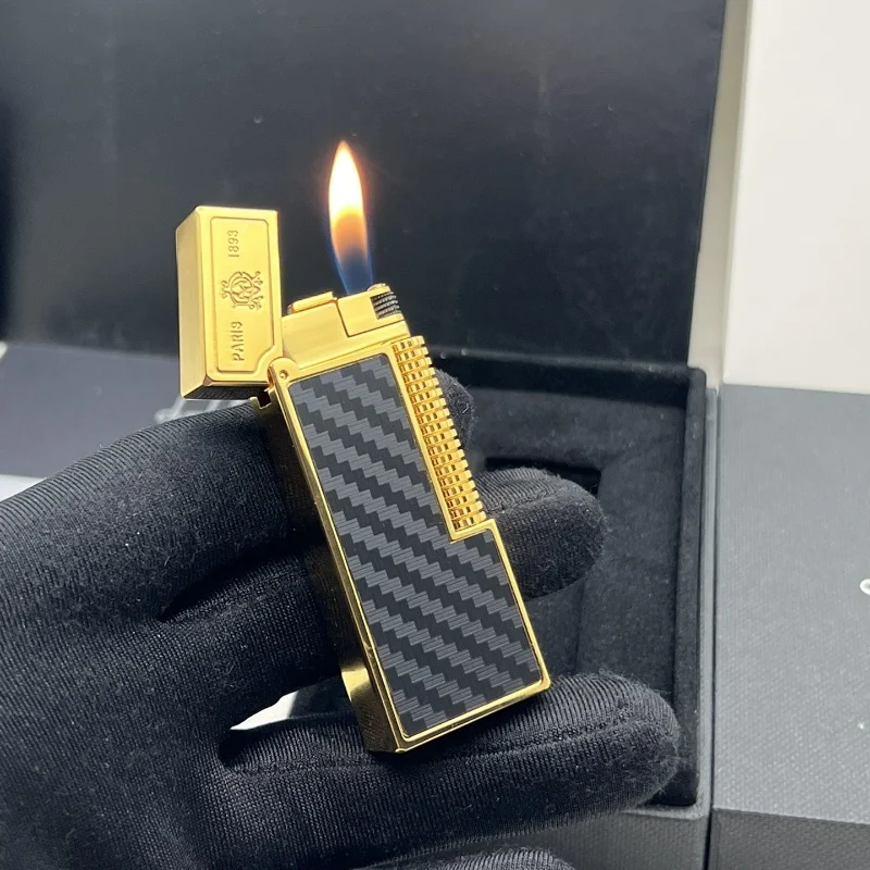 Classic Lattice Gas Lighter Grinding Wheel Ignition Portable Outdoor Reflatable Lighter Smoking Accessories Men's Memorial Gift