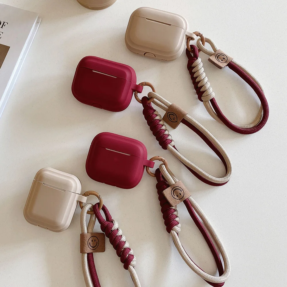 Einfache weiche Silikonhülle mit Smile-Handschlaufe für Apple Airpods 4 1 2 Pro 3 Funda Wireless Bluetooth Schutzhülle