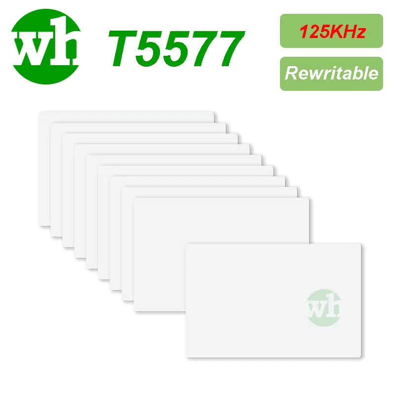 

10-100 шт., 125 кГц, T5577, перезаписываемая белая карта, клон, сменный значок, RFID-копия, смарт-чип EM4305, копир, жетон, репликатор, идентификационная бирка