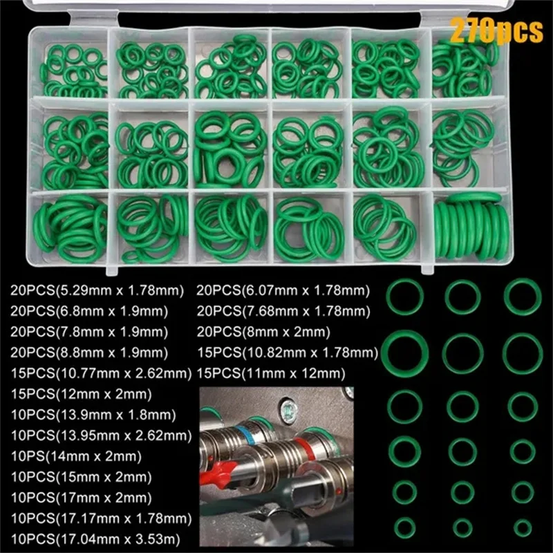 

225/270 PCS Metric Rubber O-Ring Washer Assortment Kit Faucet Sealing Valve Waterproof Machine Oil-Resistant Gasket Kit