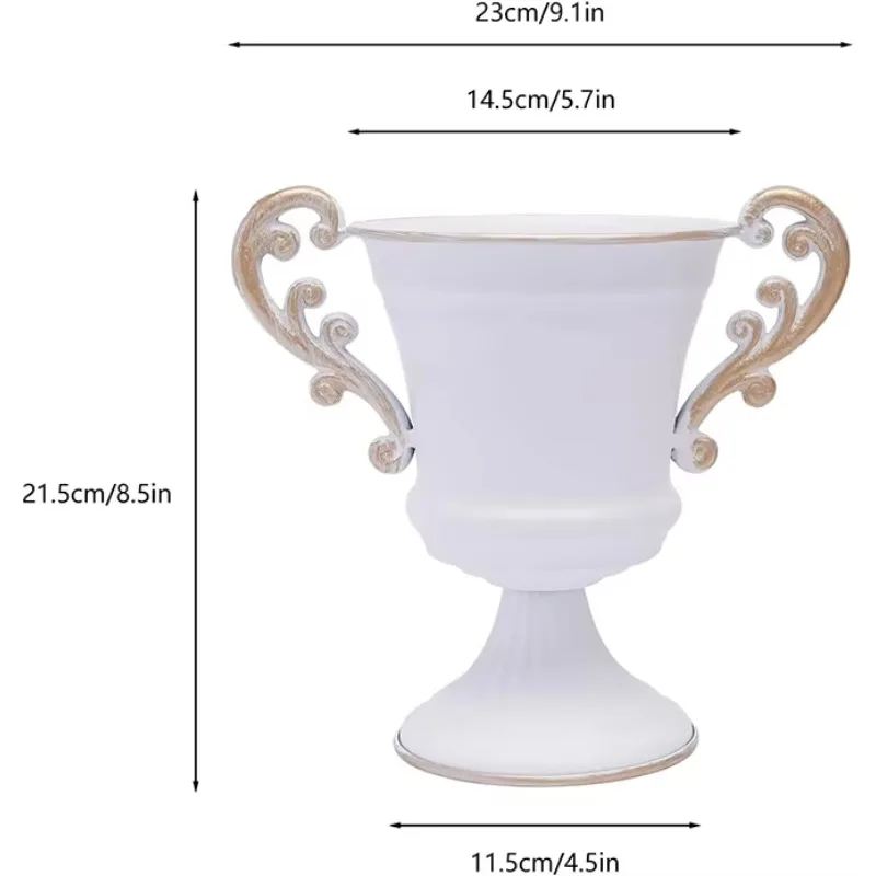 New metal urn flower pot trophy cup vase bow retro style flower pot wedding ornament vase wedding party