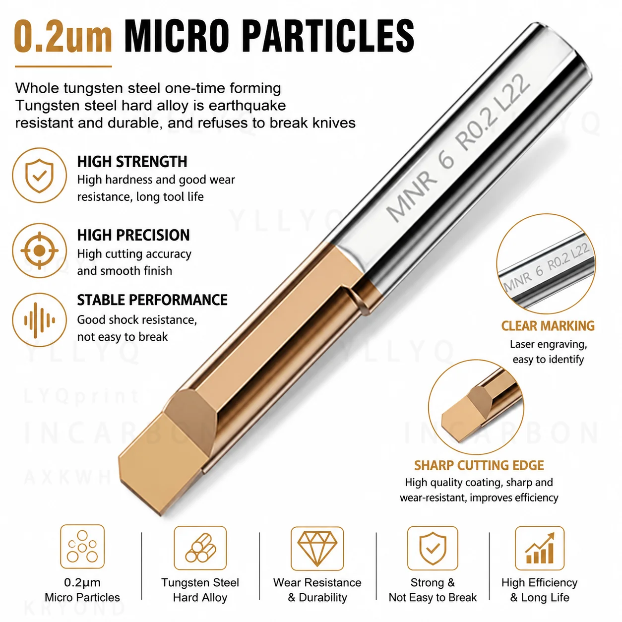 

MNR Small Diameter Carbide Boring Tool Tungsten Steel Anti Vibration Inner Hole Turning Cutter For CNC Lathe Machining
