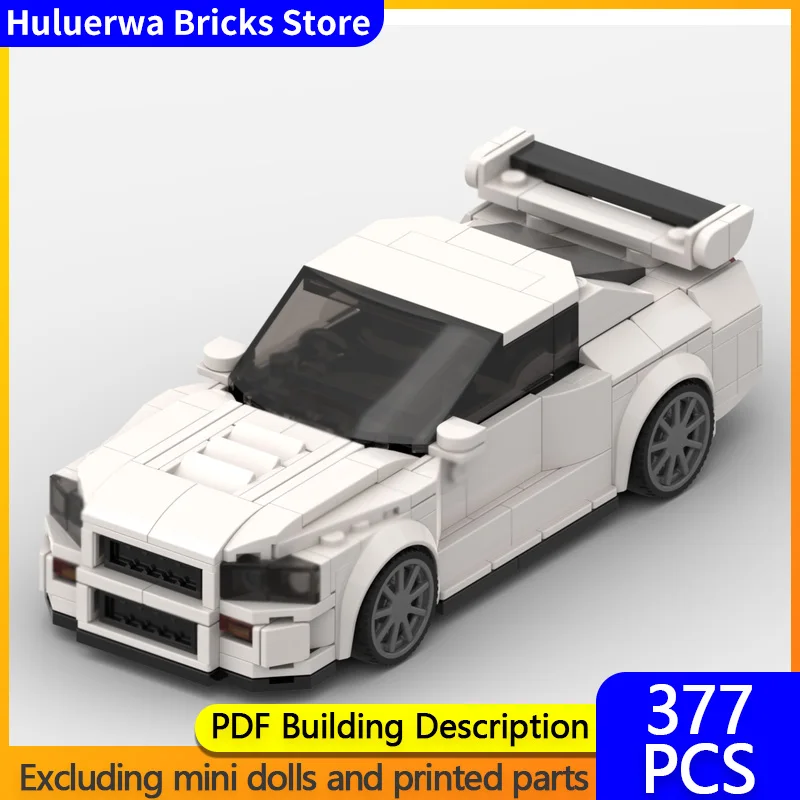 

Speed Hypercar Model MOC Building Bricks GTR R34 Top Tier Sports Car Modular Technology Gifts Holiday Assemble Children Toy Suit