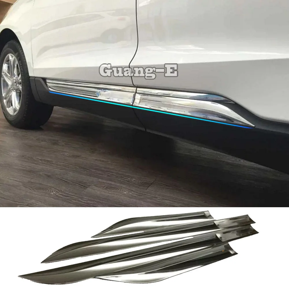 Car Styling Side Door Body Trim Strip Molding Stream Lamp Panel Bumper Hoods 4pcs For Ford EDGE 2015 2016 2017 2018