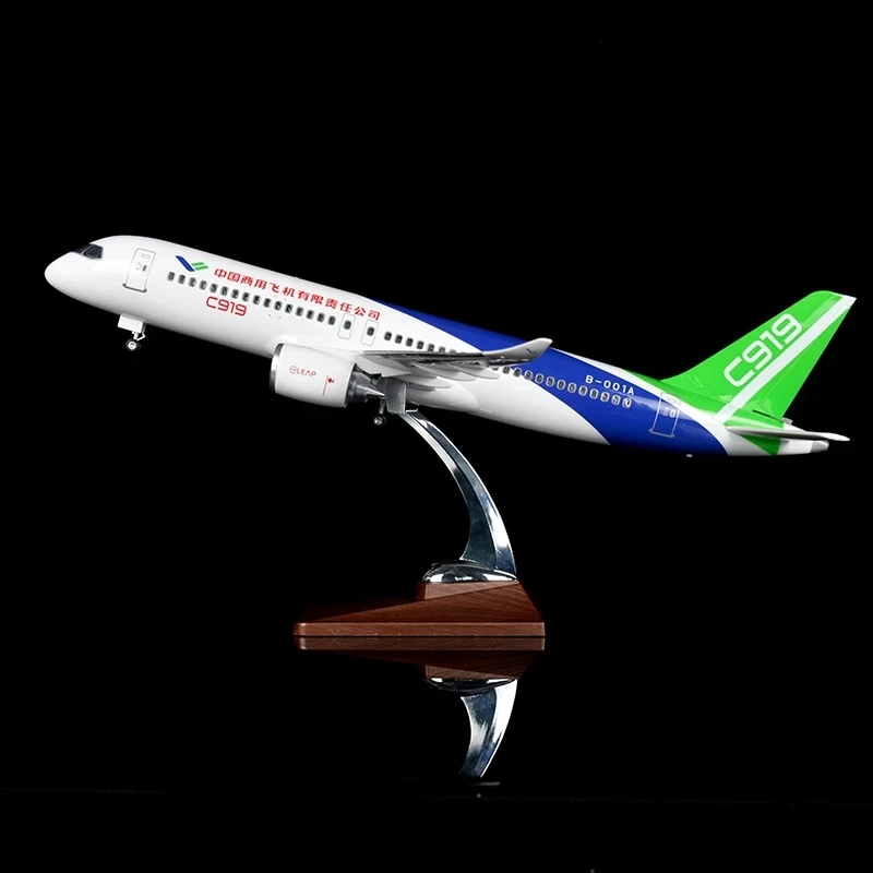 Imagem -03 - Diecast Resina 47cm Avião de Aviação China Aviões Comerciais C919 Modelo de Linha Aérea com Luzes de Cabine Led para Presente Coleção 82