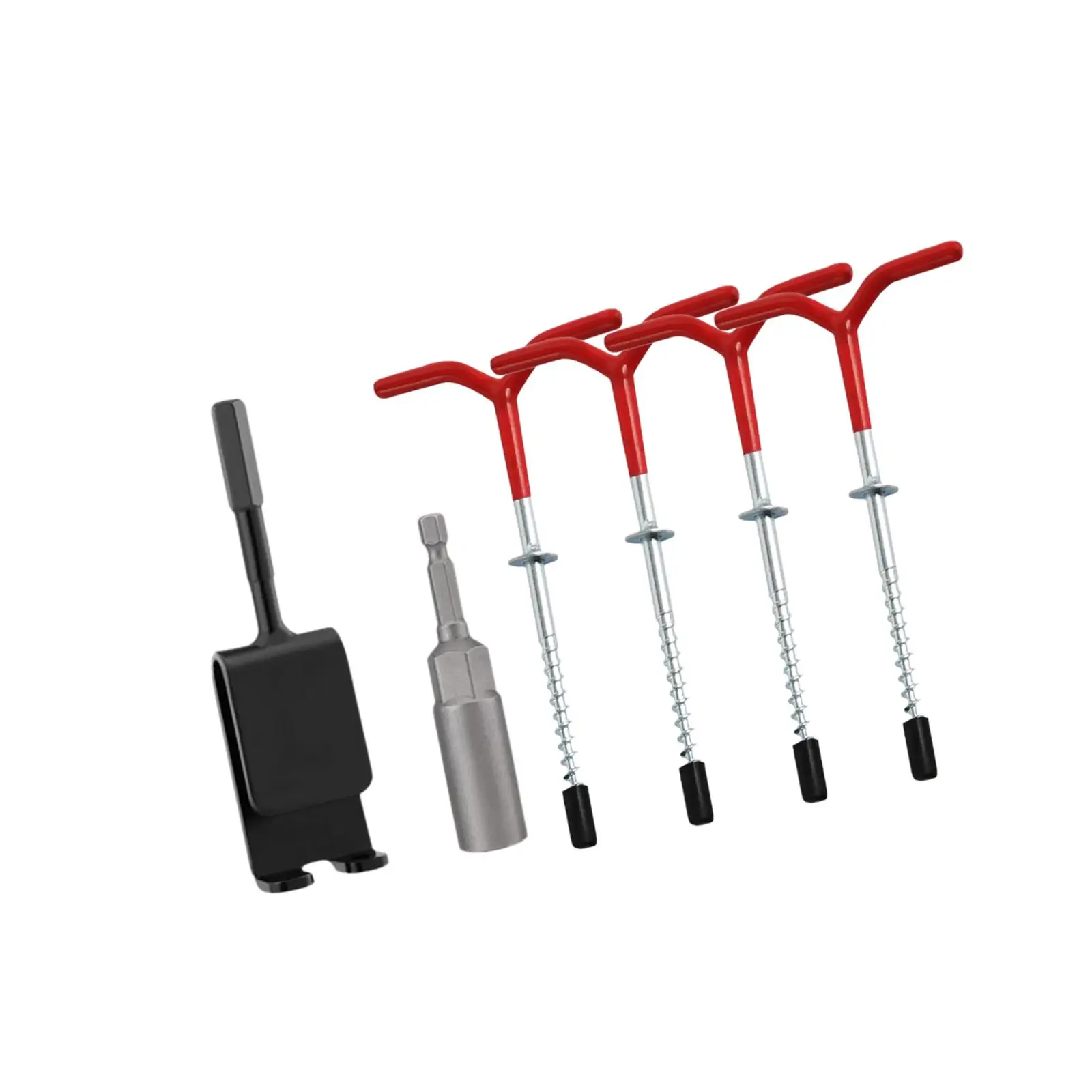 4Pcs Ice Fishing Anchors Tent Stakes Ice Anchor Power Drill Adapter Threaded Tent Pegs Heavy Duty Portable Ice Shanty Anchors