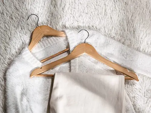 

Wooden Hanger Set With Hat Organizer, 20 Pieces Natural Finish